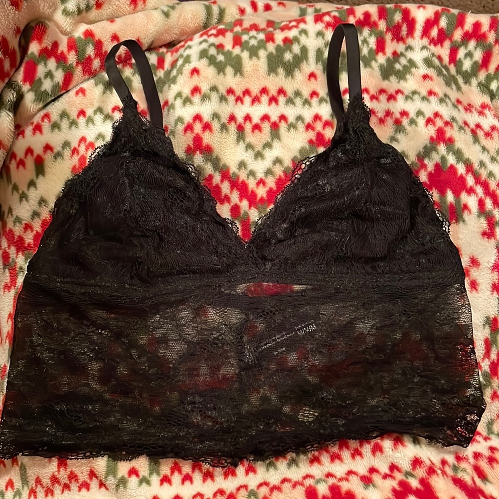 Cute long black bralette